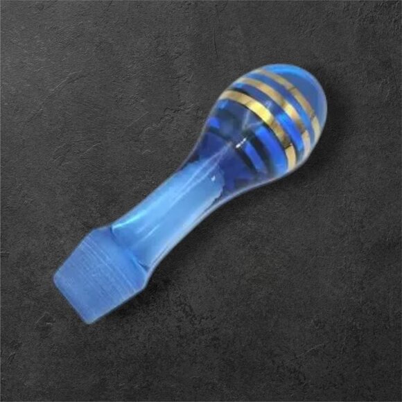 Vintage Bohemia Decanter Set with 6 Glasses Frosted Blue with Gold Gilt Trim - Picture 8 of 14